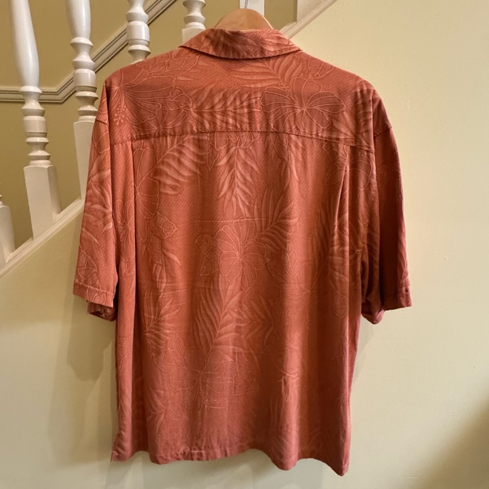 Jamaica Jaxx 100% Silk Men's‎ Rust Orange Button Down Shirt like new! Sz XL - Picture 2 of 10